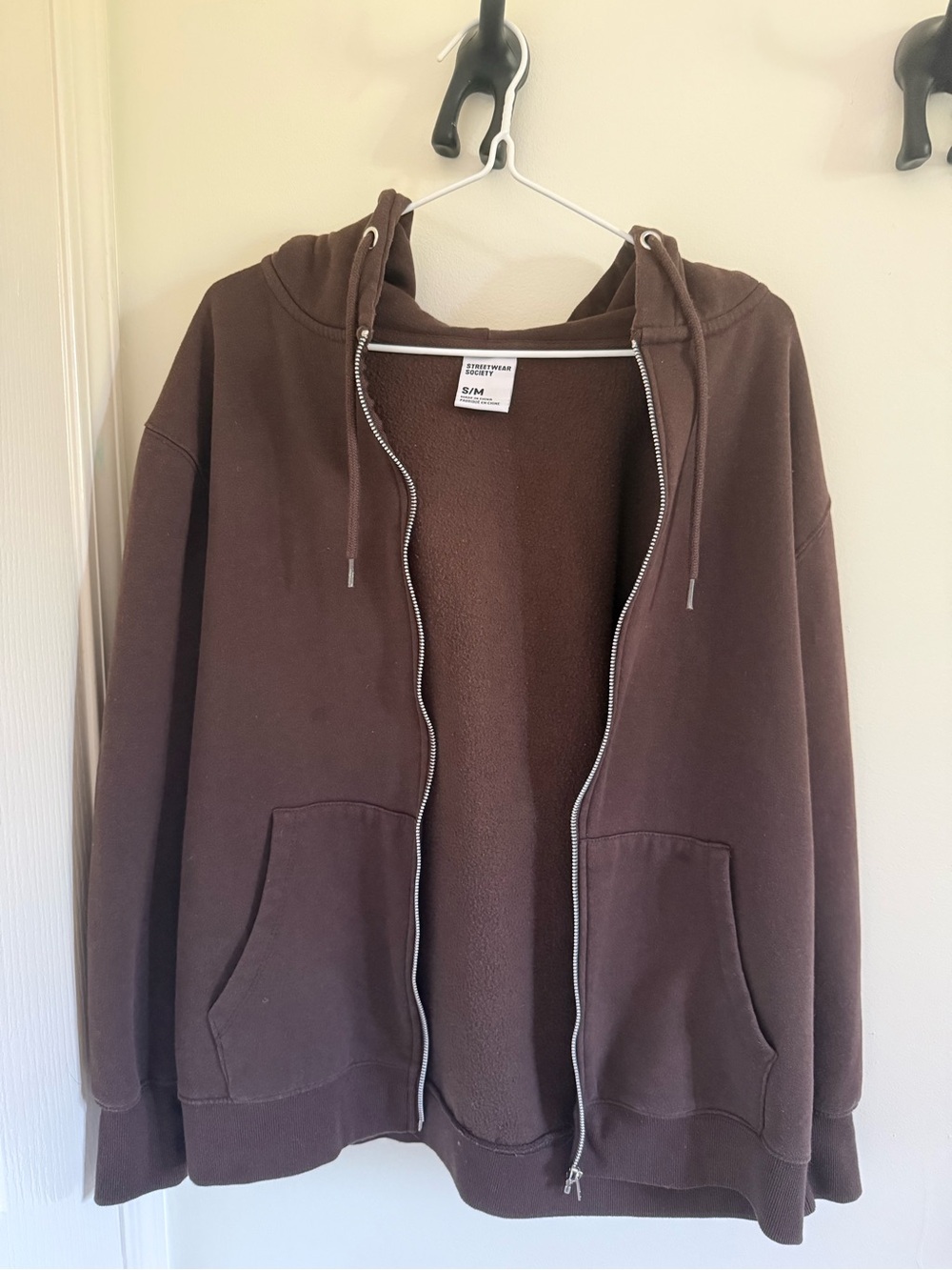 Brown Full-Zip Hoodie with Hood